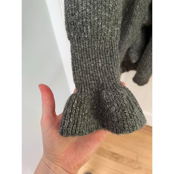 NEW Hinge Women's S Knit Blend Cardigan Gray Ruffle Long Line Sweater Casual - Picture 11 of 15